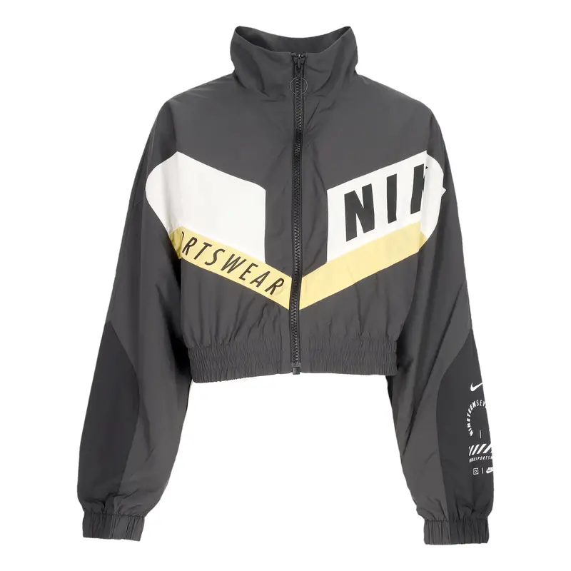 Giacca Tuta Corta Donna W Sportswear Woven Jacket Dk Smoke Grey/dk Smoke Grey/black