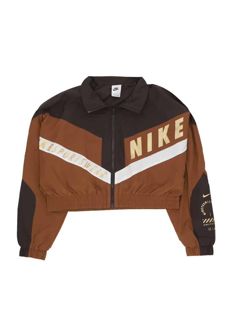 Giacca Tuta Corta Donna W Sportswear Woven Jacket Velvet Brown/lt British Tan/sail