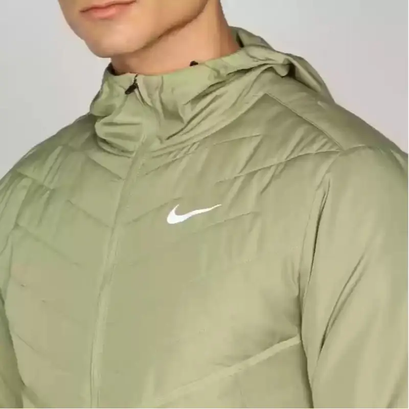 Giacca Uomo Maniche Lunghe con Cappuccio e Zip con Logo Monocolore Nike Giacche Verde DD5645-334 S miniatura 2