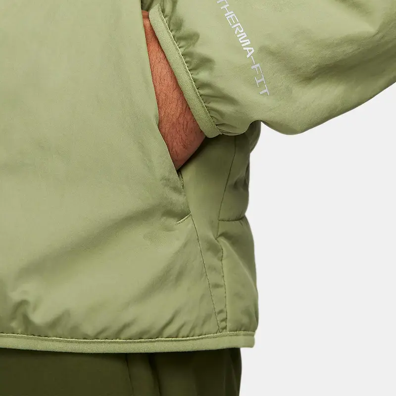 Giacca Uomo Maniche Lunghe con Cappuccio e Zip con Logo Monocolore Nike Giacche Verde DD5645-334 S miniatura 3