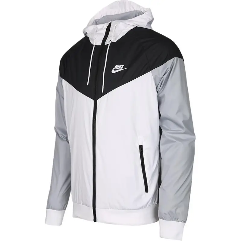 Giacca Uomo Nike Windrunner Allenamento Sportivo Logo del Marchio con Cappuccio Manica Lunga Raglan 727325-101 XL miniatura 3