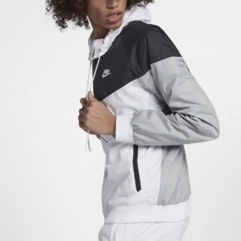 Giacca Uomo Nike Windrunner Allenamento Sportivo Logo del Marchio con Cappuccio Manica Lunga Raglan 727325-101 XL miniatura 5