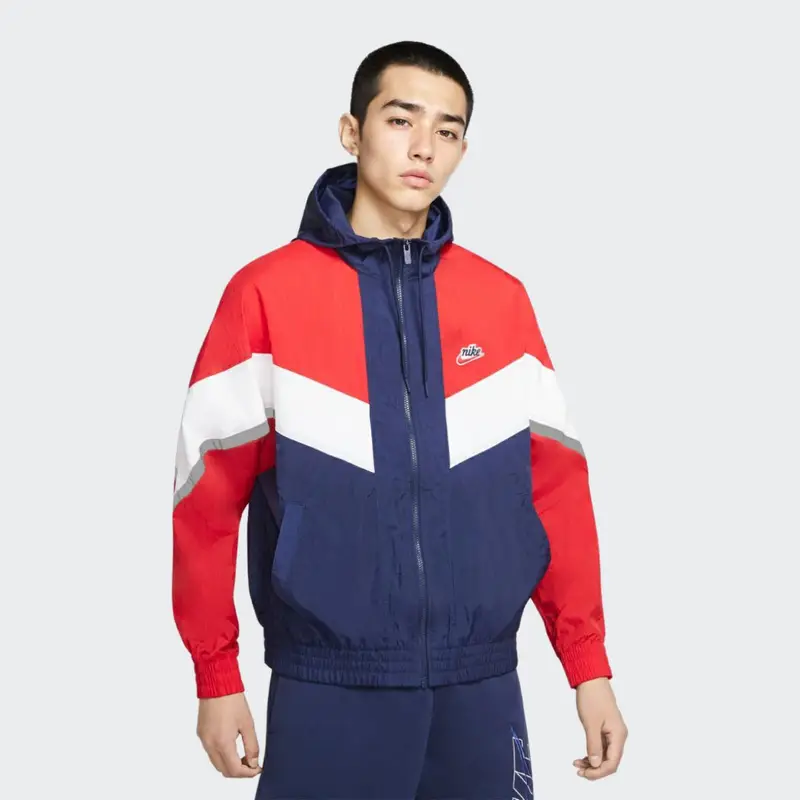 Giacche Uomo Antivento Riflettente con Cappuccio Nike Sportswear Windrunner+ Rosso CZ0782-410 XL miniatura 4