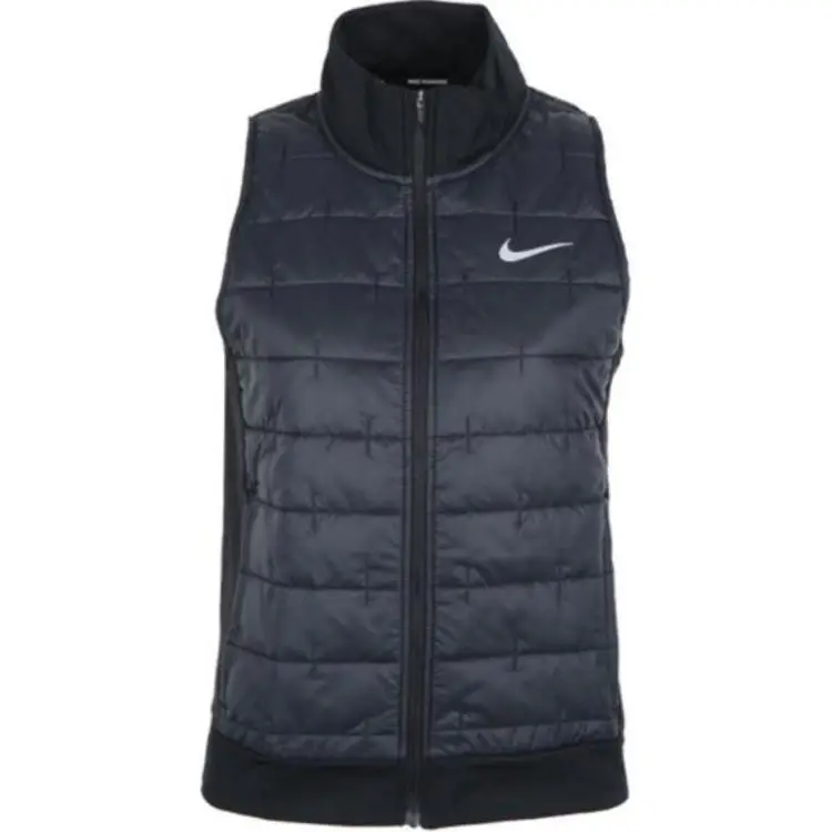 Gilet Casual Senza Maniche da Donna Nike Monocolore con Stampa Logo Collo Alto Cerniera Nera DD6085-010 S