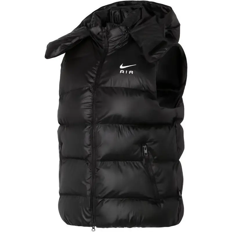 Gilet senza maniche antivento con cappuccio con stampa dell alfabeto Nike da uomo, capispalla nero FD6428-010 L