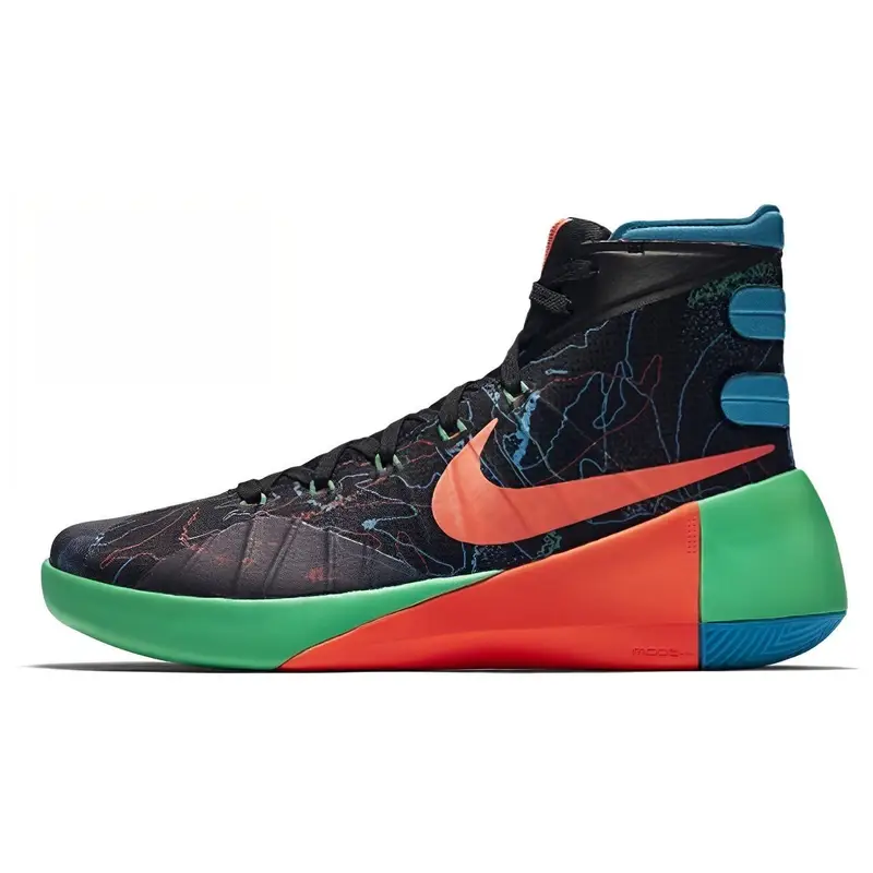 Hyperdunk 2015 Punta Rotonda Allacciatura Antiscivolo Leggere High-Top Scarpe da Basket Uomo sneaker Nero Verde Rosso 749570-084 43