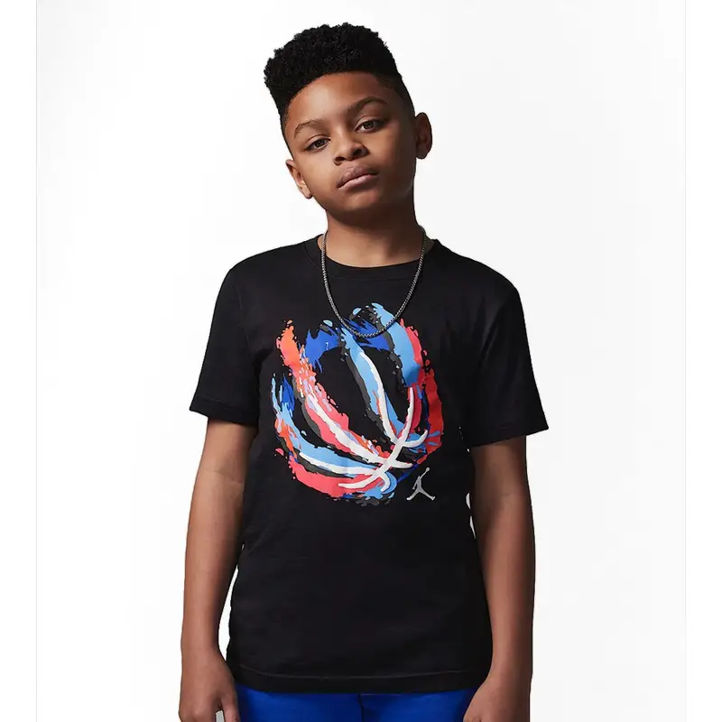 Jordan T-Shirt Bball Fire Nero Bambino 3/4 Anni