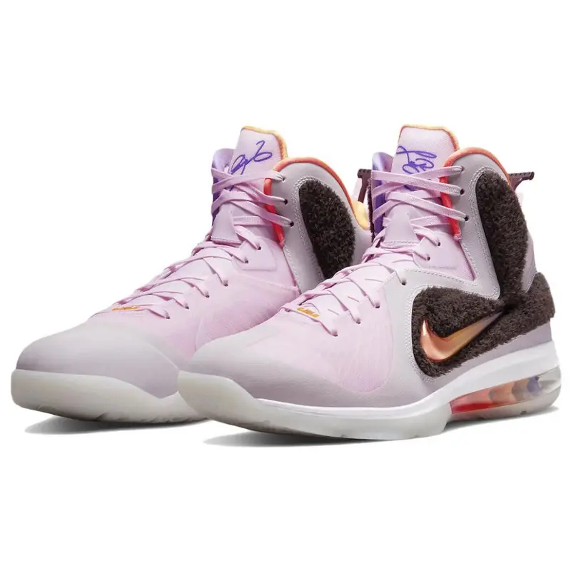 LeBron 9 Rosa Regale Scarpe da Uomo Multicolor Marrone Velluto DJ3908-600 40 miniatura 2