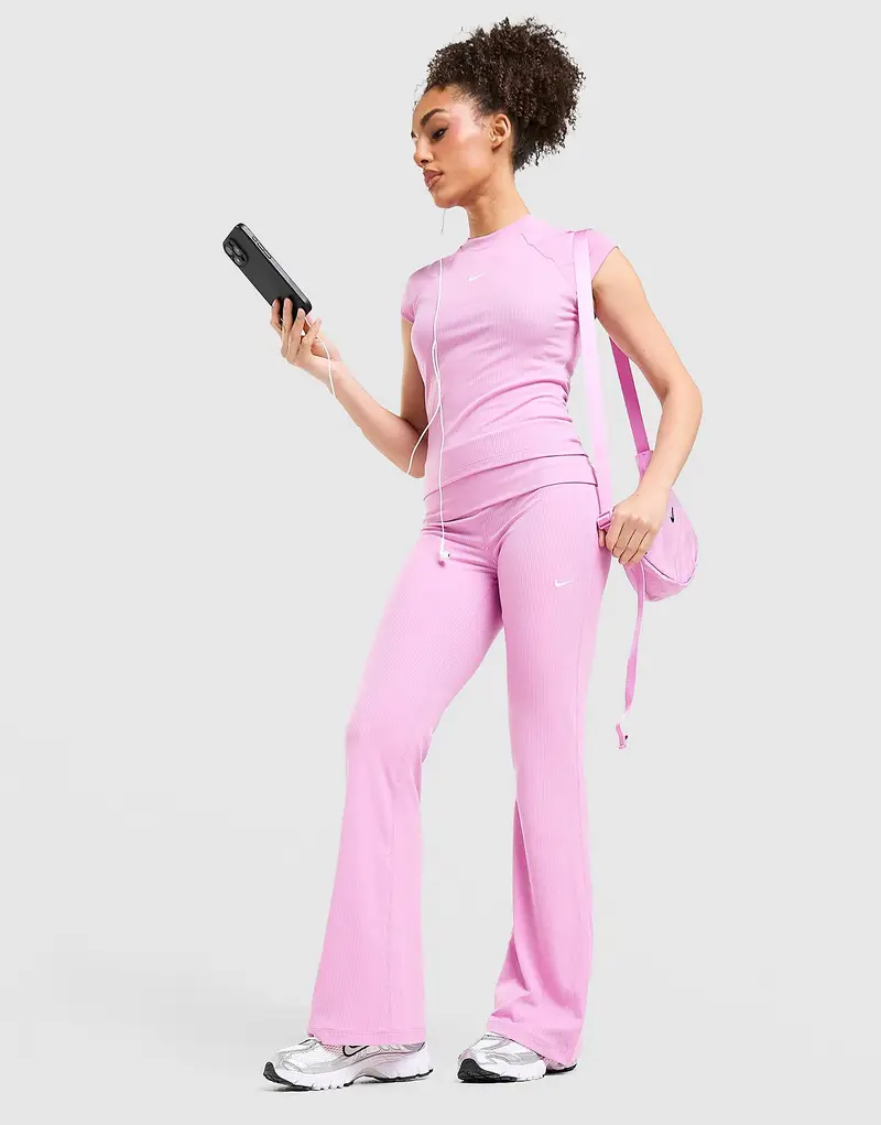 Leggings Chill Ribbed a Zampa, rosa