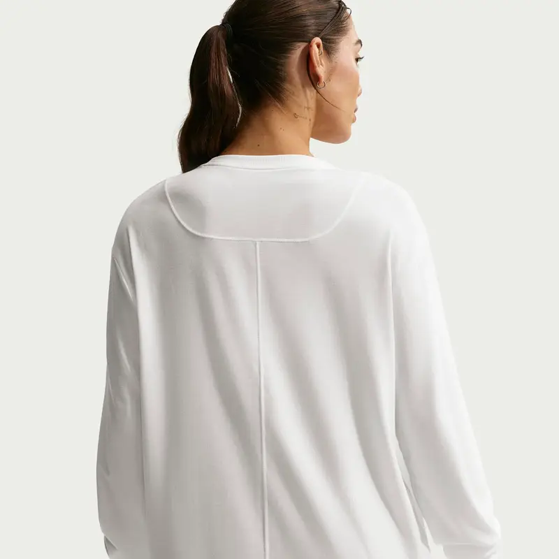 Maglia a maniche lunghe da donna Nike One Relaxed Blanc