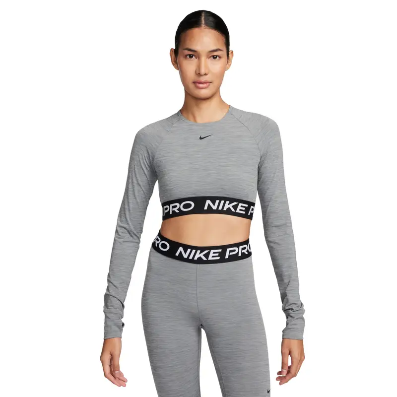 Maglia crop donna a maniche lunghe Nike Pro 365 Gris