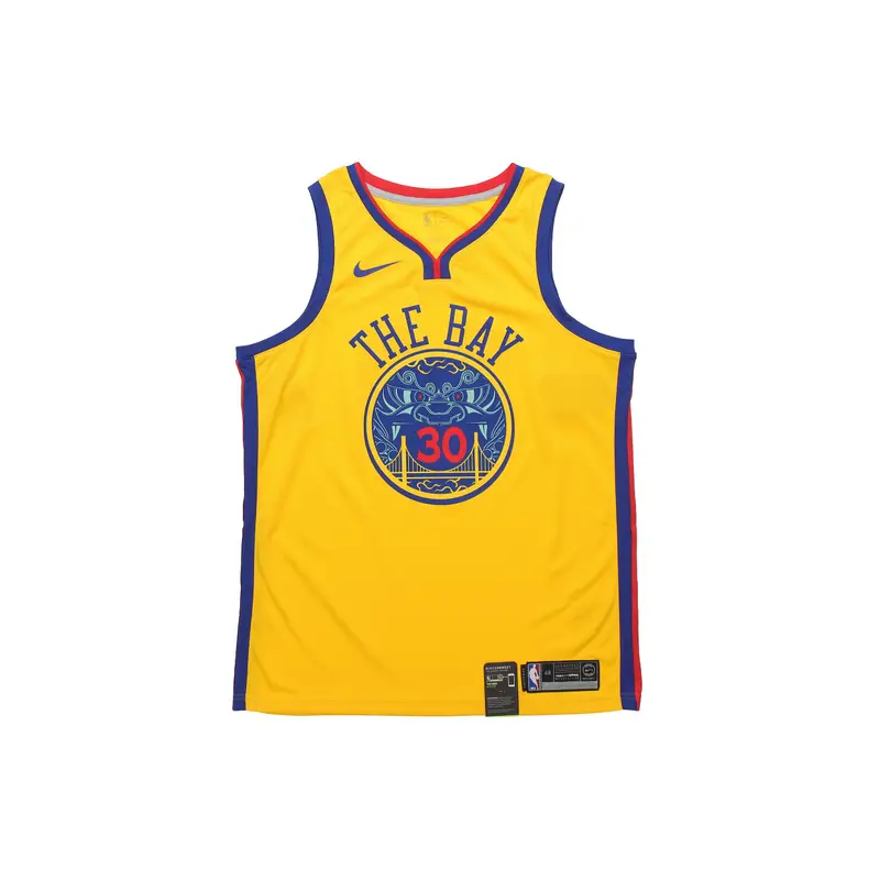 Maglia da Basket Retro Nike Golden State Warriors City Edition No 30 Maglie Curry Uomo Giallo 912101-728 XL