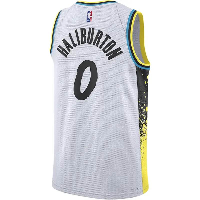 Maglia da basket unisex Nike X NBA Dri-Fit Pacers Haliburton 24-25 City Edition SW Logo Pullover con scritta Bianco FQ4344-101 2XL miniatura 3