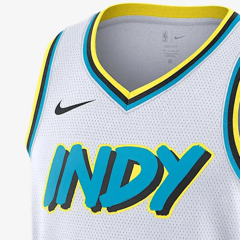 Maglia da basket unisex Nike X NBA Dri-Fit Pacers Haliburton 24-25 City Edition SW Logo Pullover con scritta Bianco FQ4344-101 XL miniatura 2