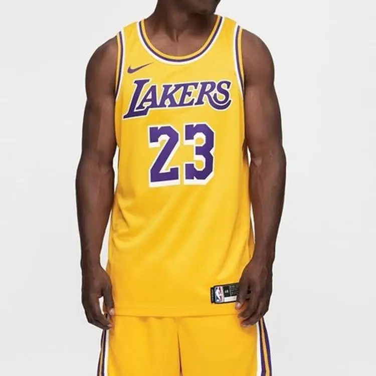 Maglia LeBron James Icon Swingman gialla da uomo Streetwear AA7099-741 L miniatura 3