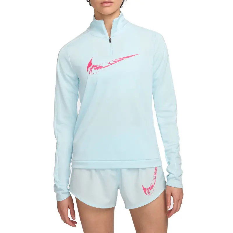 MAGLIA MANICA LUNGA 1/2 ZIP DRI-FIT SWOOSH HBR DONNA Azzurro