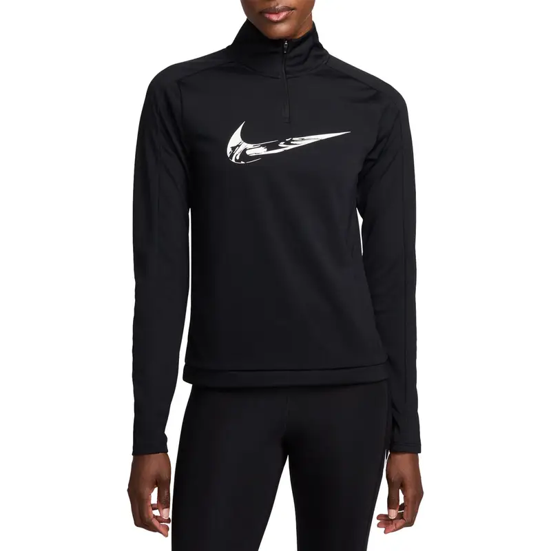MAGLIA MANICA LUNGA 1/2 ZIP DRI-FIT SWOOSH HBR DONNA Nero