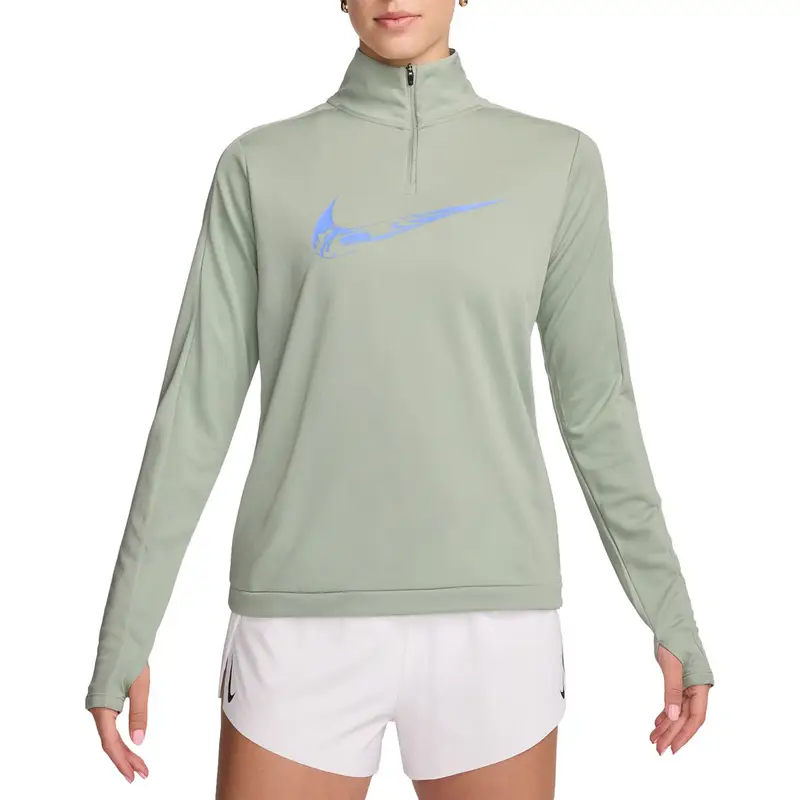 MAGLIA MANICA LUNGA 1/2 ZIP DRI-FIT SWOOSH HBR DONNA Verde