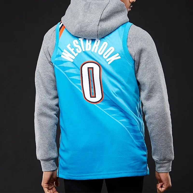 Maglia Nike NBA 18-19 Russell Westbrook City Edition Thunder N 0 Maglie da uomo Blu AJ4632-445 XXL miniatura 2