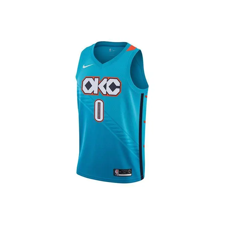 Maglia Nike NBA 18-19 Russell Westbrook City Edition Thunder N 0 Maglie da uomo Blu AJ4632-445 XXL