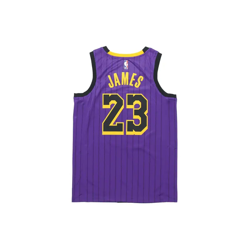 Maglia Nike NBA Los Angeles Lakers LeBron James City Fan Edition Viola Uomo Streetwear AJ4618-510 XL miniatura 3