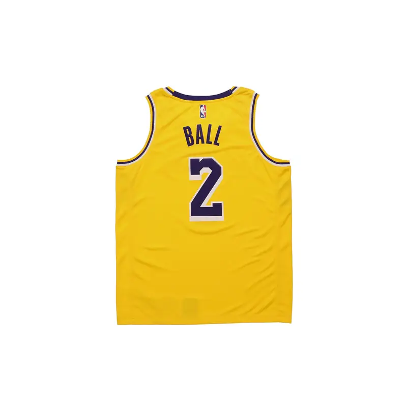 Maglia Swingman NBA Nike, Edizione Los Angeles Lakers Lonzo Ball Maglia da Uomo Gialla AA7099-728 M miniatura 4