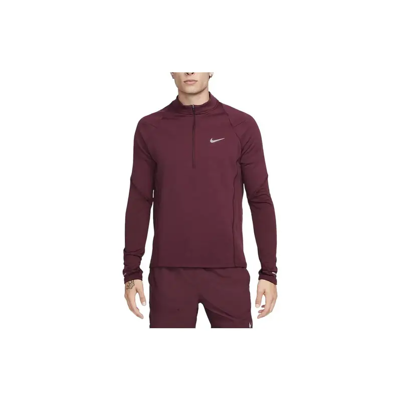 Maglietta a Maniche Lunghe Casual con Collo Alto e Mezza Zip Nike Element Repel Tinta Unita Uomo Top Marrone Scuro-Rosso FB8565-681 XXL