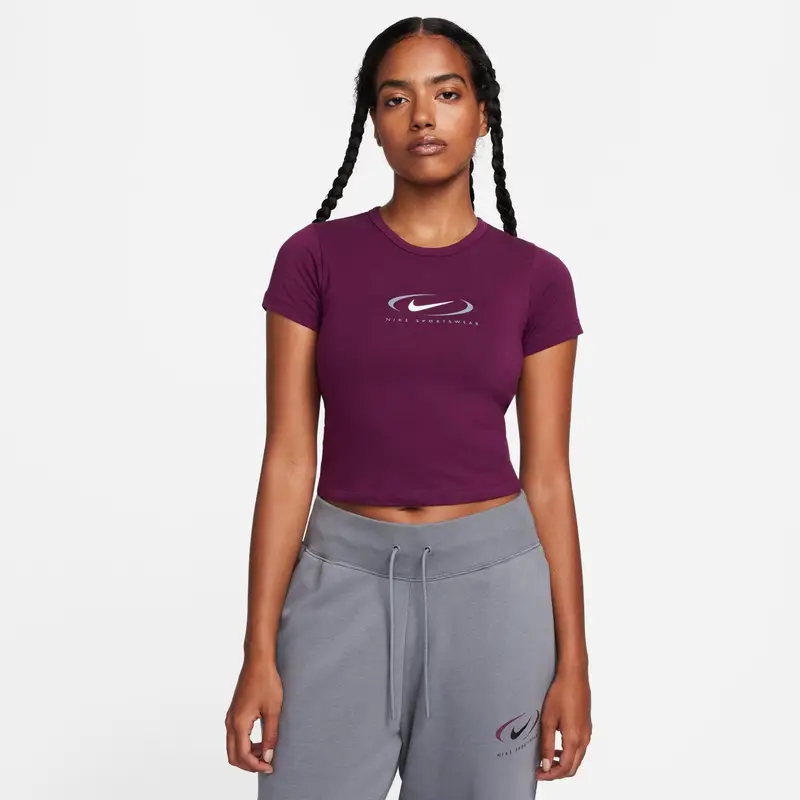 Maglietta da donna Nike BBY Swoosh Rouge