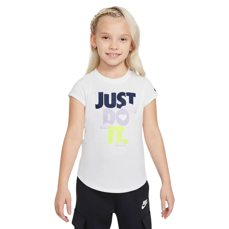 Maglietta da ragazza Nike Sweet Swoosh JDI Blanc