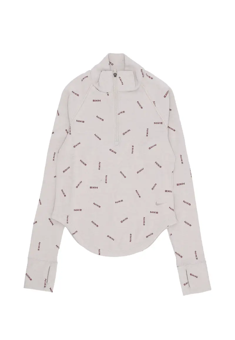 Maglietta Manica Lunga Donna W Sportswear Collection Logo Half-zip L/Top Lt Orewood Brn/red Sepia/lt Orewood Brn