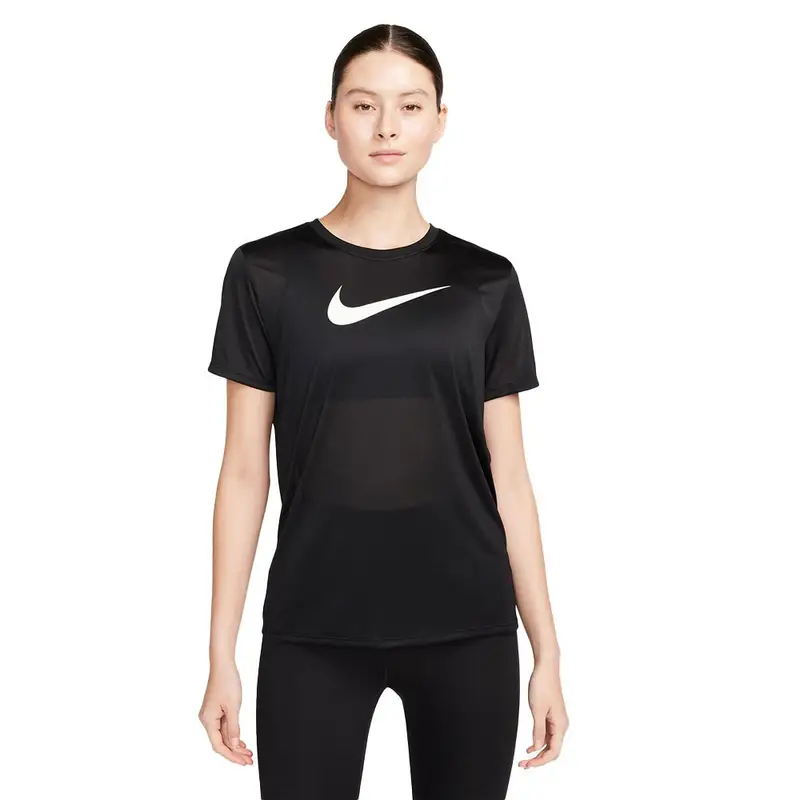 Maglietta Palestra Mezza Manica Swoosh Nero Donna L