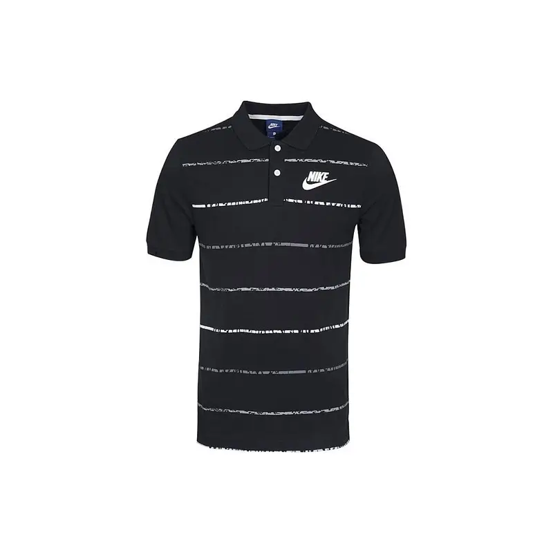 Maglietta Polo Casual a Maniche Corte con Stampa Logo a Strisce Nike da Uomo polo nere AA5035-010 M