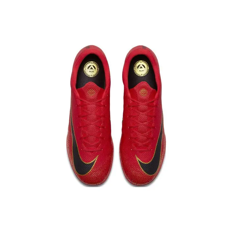 Mercurial Vapor 12 Academy CR7 Punta Tonda Allacciatura TF (Tacchetti in gomma) Scarpe da Calcio Resistenti Ammortizzanti Uomo Scarpe da Calcio Rosso Nero AJ3732-601 40 miniatura 2