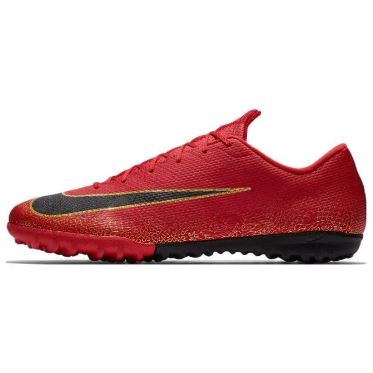 Mercurial Vapor 12 Academy CR7 Punta Tonda Allacciatura TF (Tacchetti in gomma) Scarpe da Calcio Resistenti Ammortizzanti Uomo Scarpe da Calcio Rosso Nero AJ3732-601 40