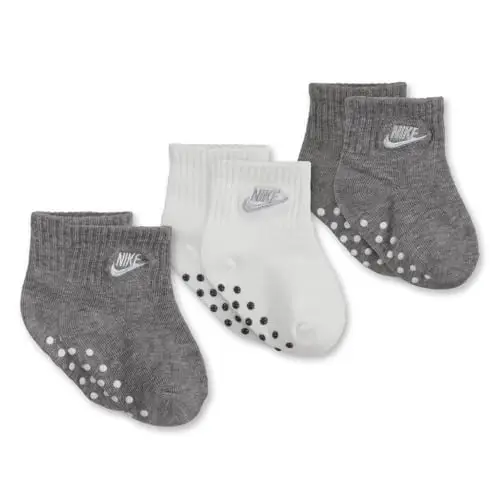 Nike Mid Cut Quarter Gripper Socks, Grey/White, 6