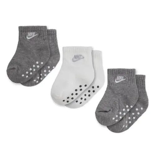 Nike Mid Cut Quarter Gripper Socks, Grey/White, 6 miniatura 2