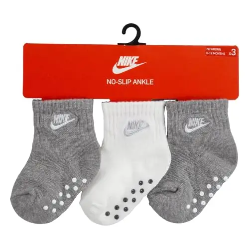 Nike Mid Cut Quarter Gripper Socks, Grey/White, 6 miniatura 3