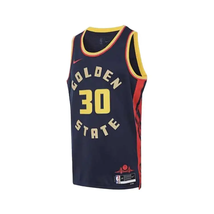 NBA Curry Golden State Warriors Stephen Curry 30 Numerazione Scritta Comoda Maglia Sportiva da Basket Uomo maglia Blu Scuro FQ4342-422 L