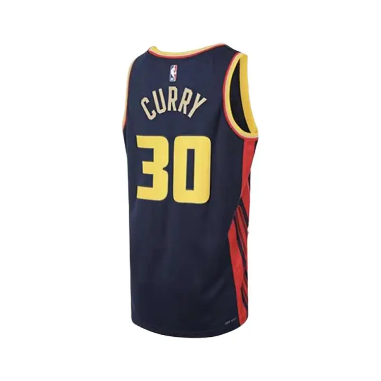 NBA Curry Golden State Warriors Stephen Curry 30 Scritta Comoda Maglia Sportiva da Basket Uomo maglia Blu Scuro FQ4342-422 M miniatura 2