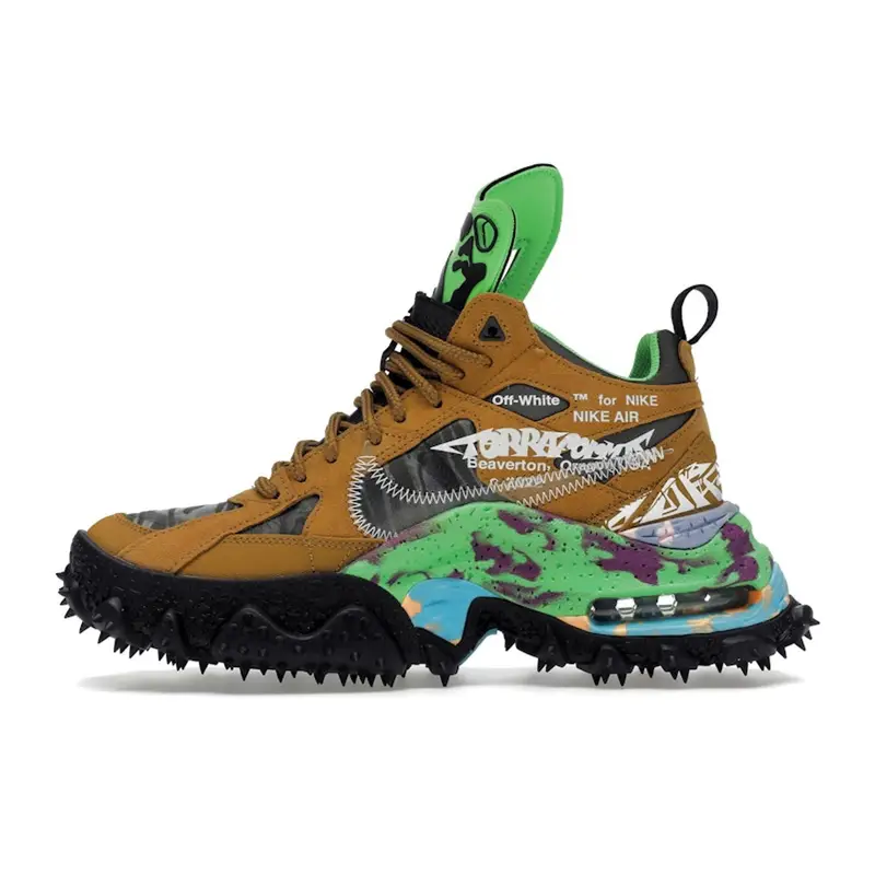 Off-White x Nike Air Terra Forma Grano Sneakers da Uomo Marrone Chiaro Nero Verde-Strike DQ1615-700 44 miniatura 4