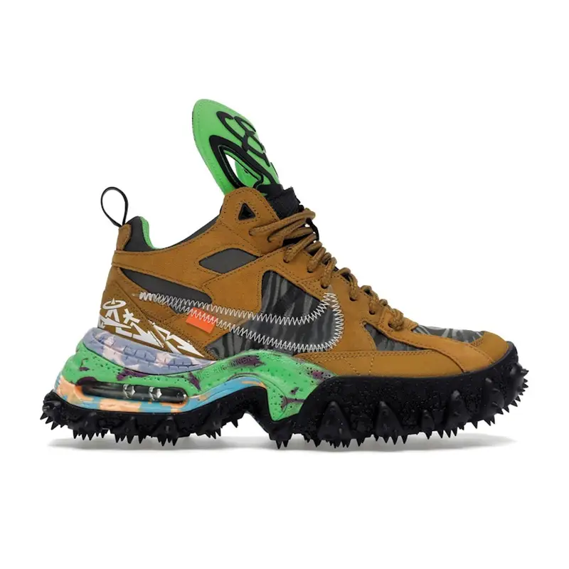Off-White x Nike Air Terra Forma Grano Sneakers da Uomo Marrone Chiaro Nero Verde-Strike DQ1615-700 44