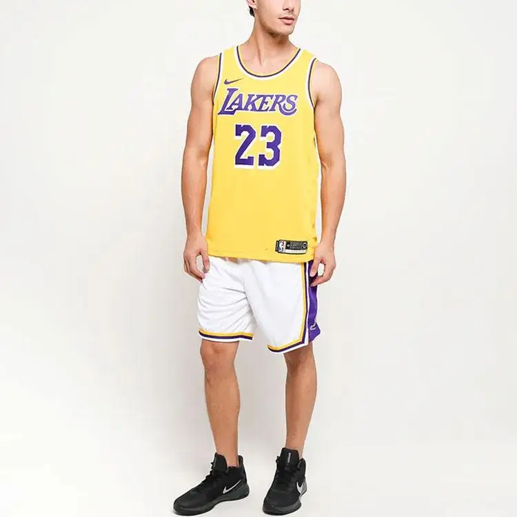 Pantaloncini da Basket Traspiranti Swingman NBA Association Edition Lakers Uomo Fondi Bianco AJ5616-100 M miniatura 3