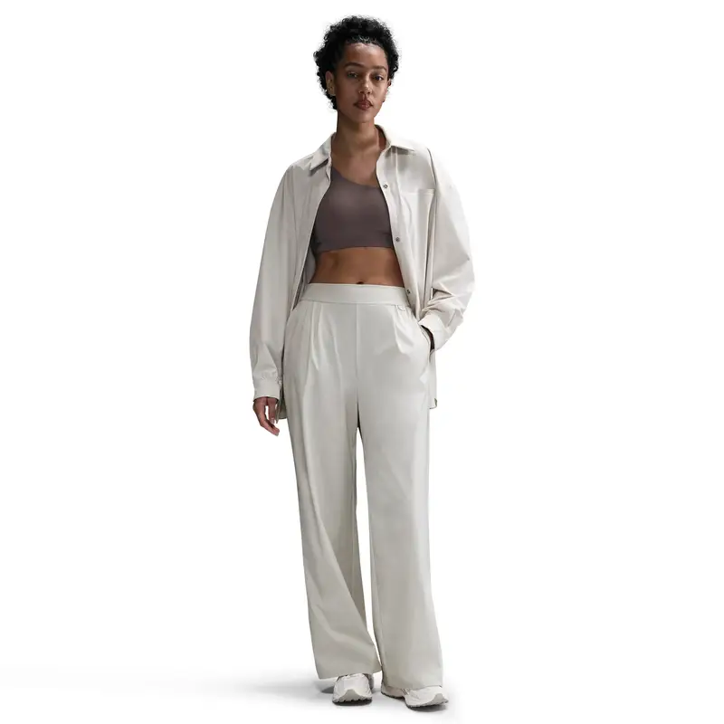 Pantaloni a vita alta da donna Nike Dri-FIT Blanc