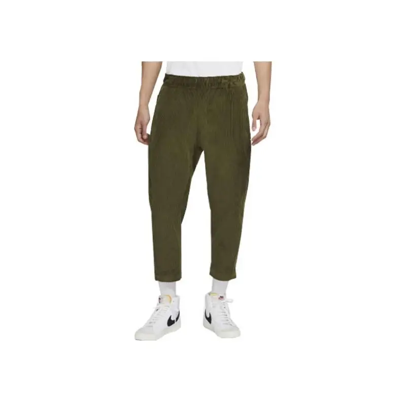 Pantaloni Casual da Uomo Nike in Velluto a Coste Affusolati Corti Verde Grezzo DO2324-326 S miniatura 5