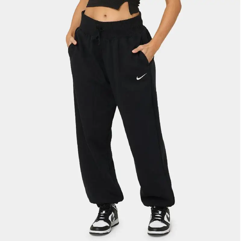 Pantaloni da jogging oversize a vita alta con logo monocolore Nike da donna, fodera in pile, neri DQ5888-010 XL miniatura 5