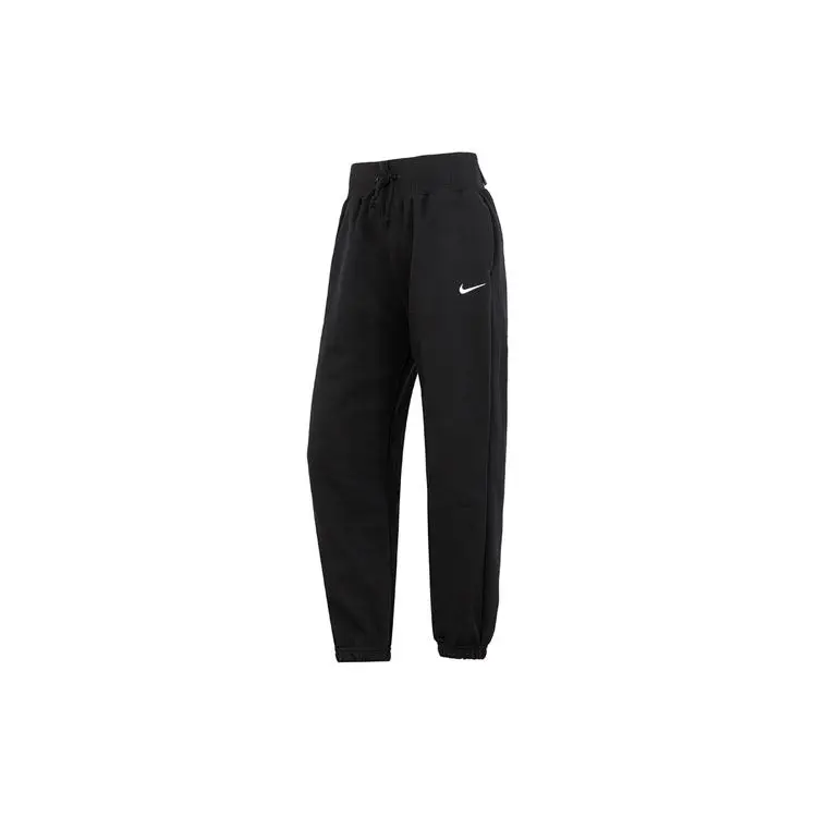 Pantaloni da jogging oversize a vita alta con logo monocolore Nike da donna, fodera in pile, neri DQ5888-010 XL