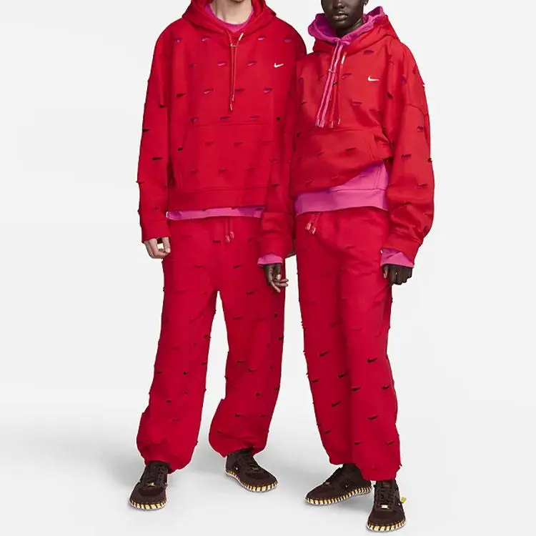 Pantaloni da jogging unisex Nike X Jacquemus SS24 monocolore traforati con coulisse e fodera in pile spesso Rosso Università FJ3269-657 XXL miniatura 5