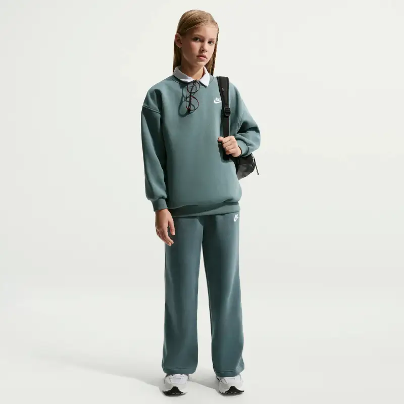 Pantaloni della tuta larghi per ragazza Nike Club Fleece Gris