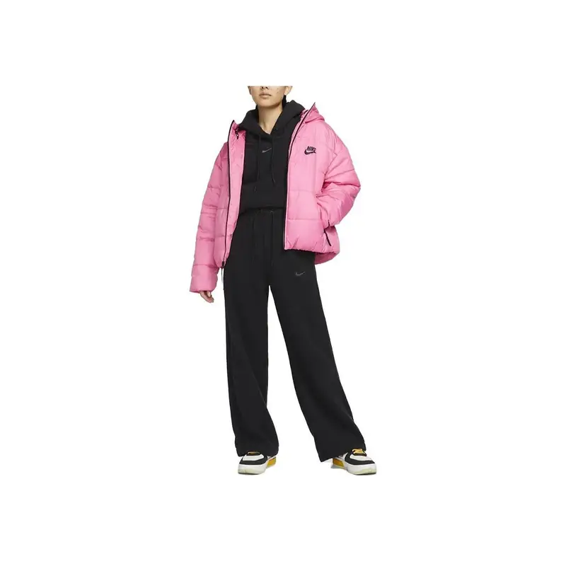 Nike Pantaloni della tuta donna in maglia felpata neri con coulisse miniatura 2