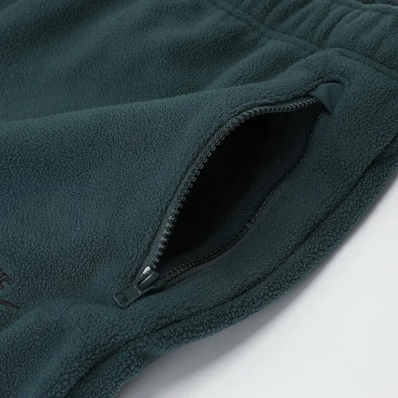 Pantaloni Jogger da Uomo in Pile Polare Retro a Vita Media con Coulisse e Vita Elastica Verde FB8385-328 M miniatura 5